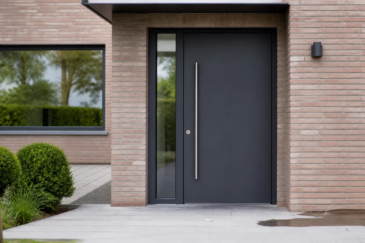 Antraciete aluminium voordeur op maat