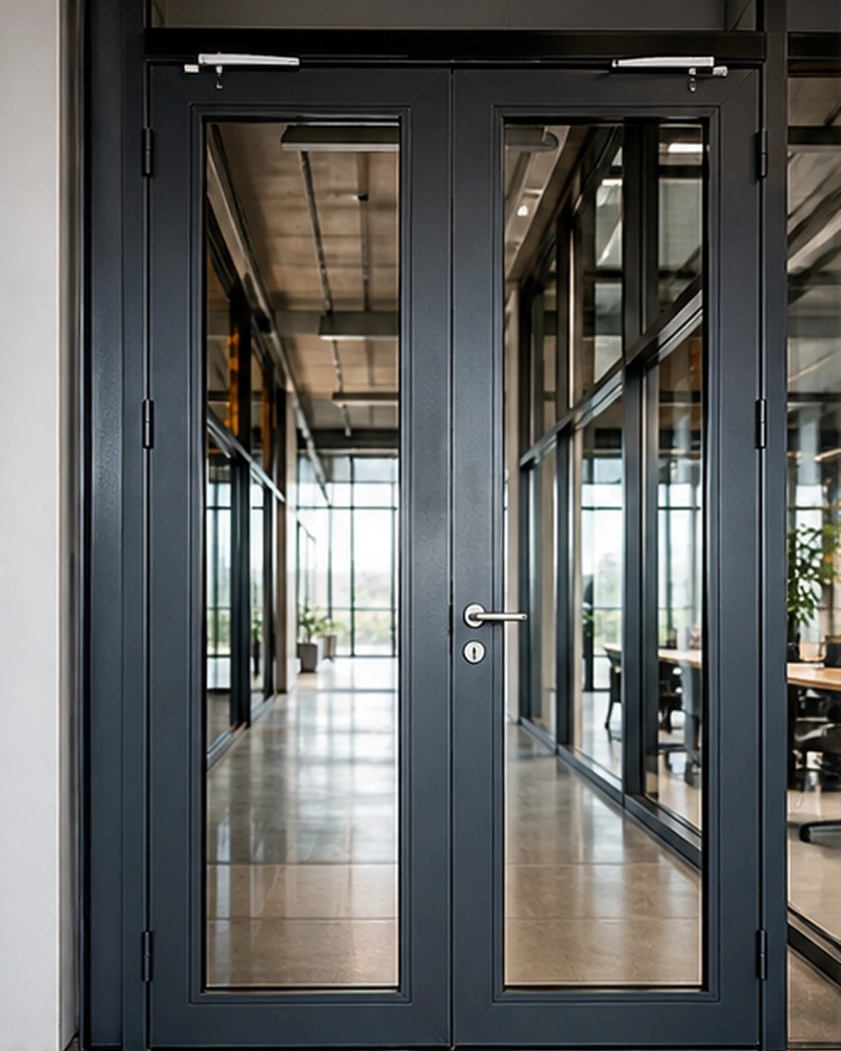 Dubbele stalen deur met brandwerende beglazing