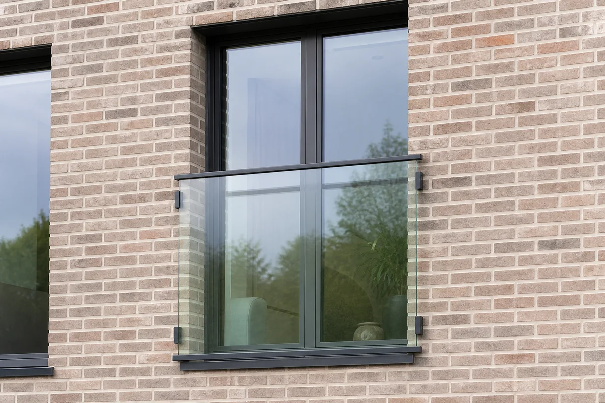 Glass balustrade for a low window opening