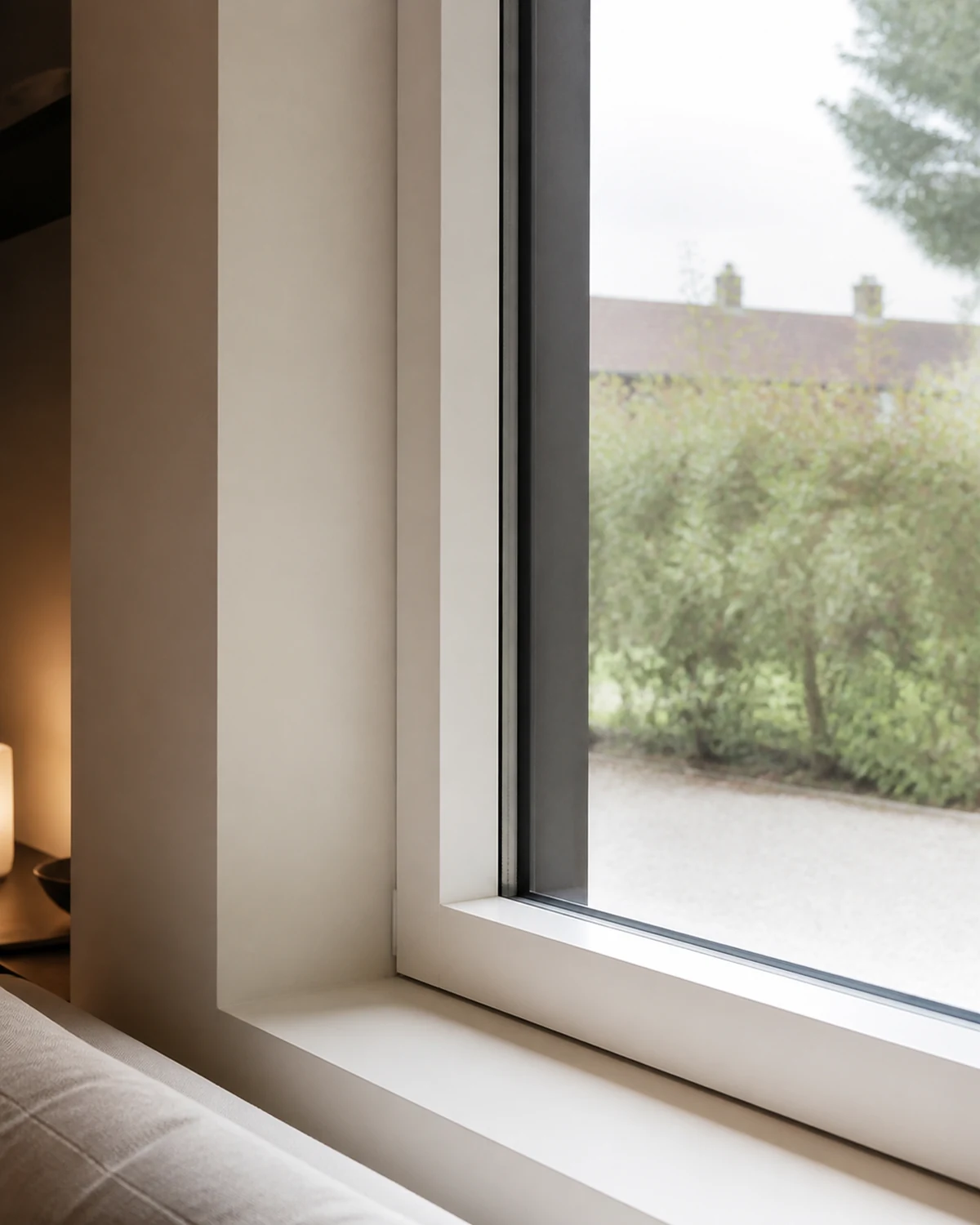 Bicolor aluminium raam met verborgen vleugel en scharnieren