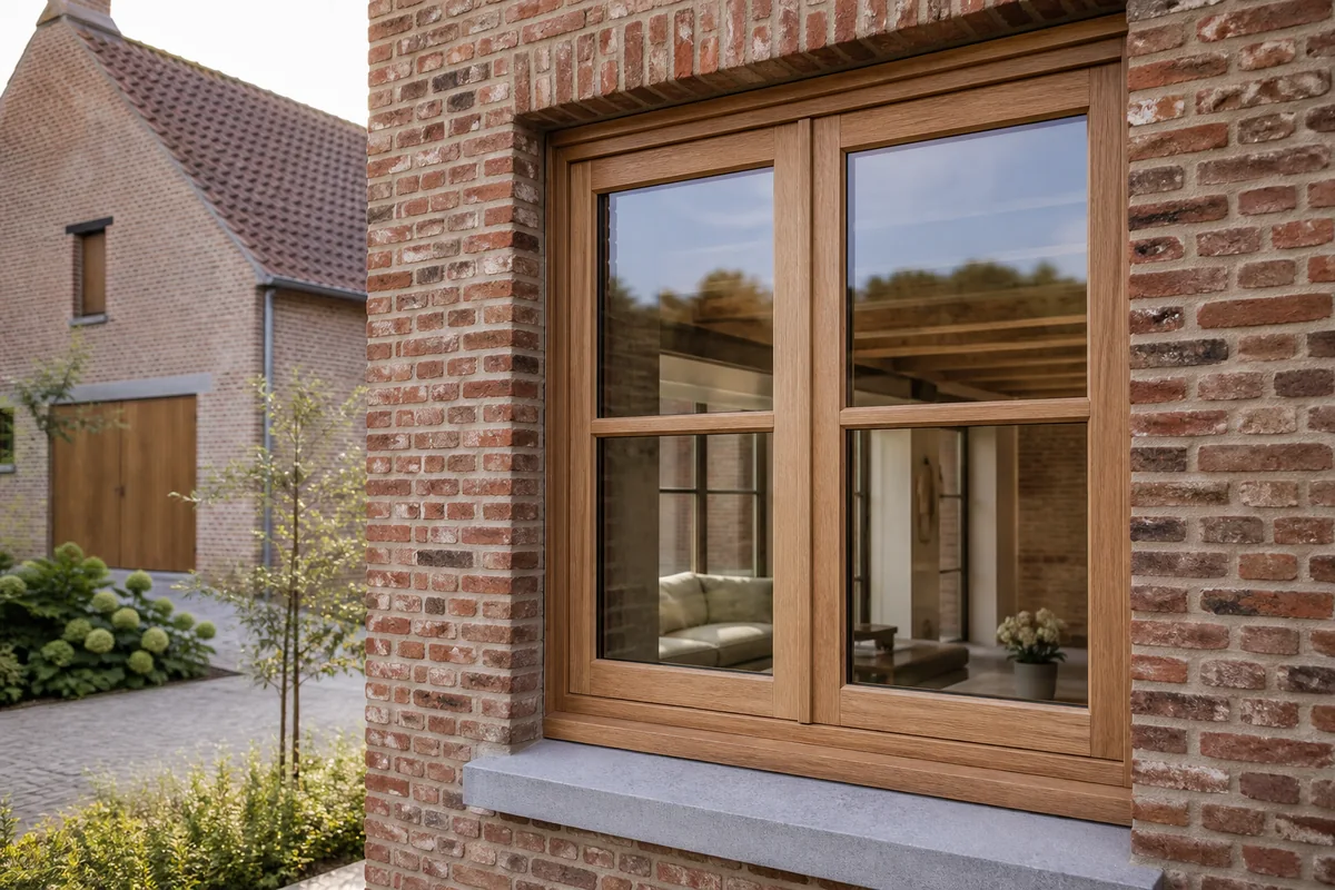 Wooden windows with a natural finish