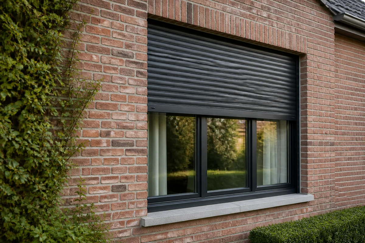 Traditional roller shutter in a structural cupboard
