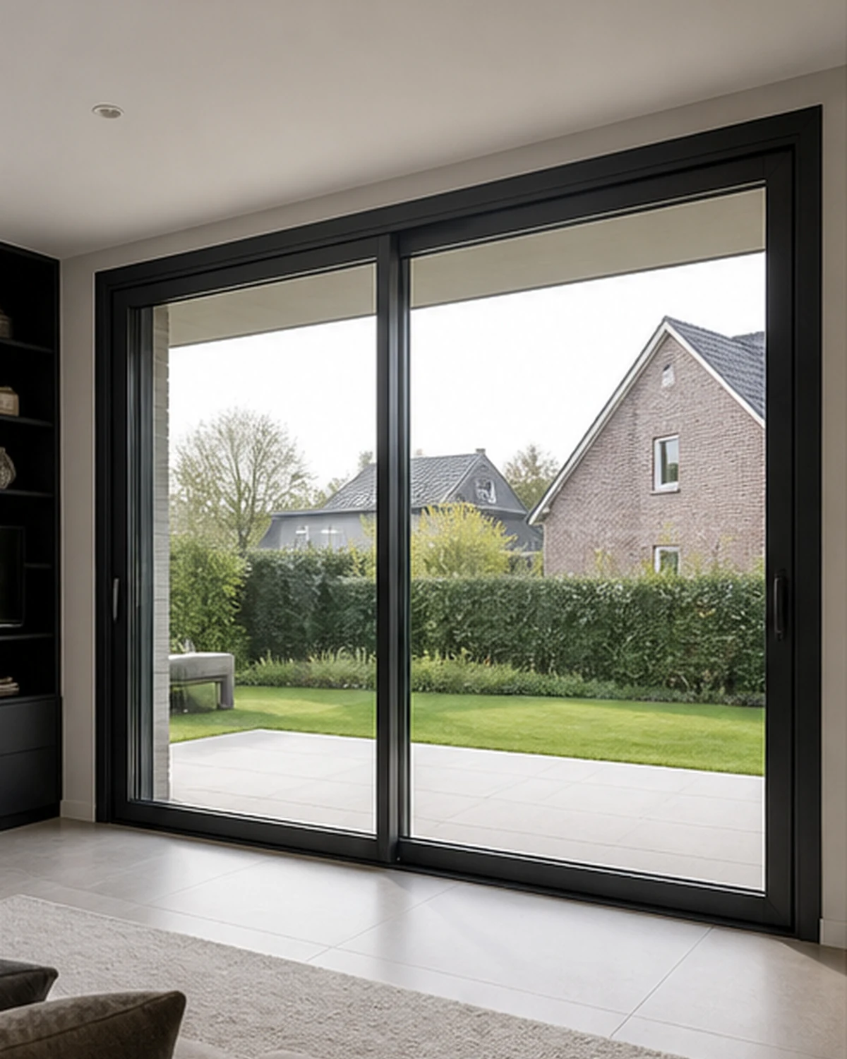 Aluminium schuifdeur van vloer tot plafond vanuit het interieur