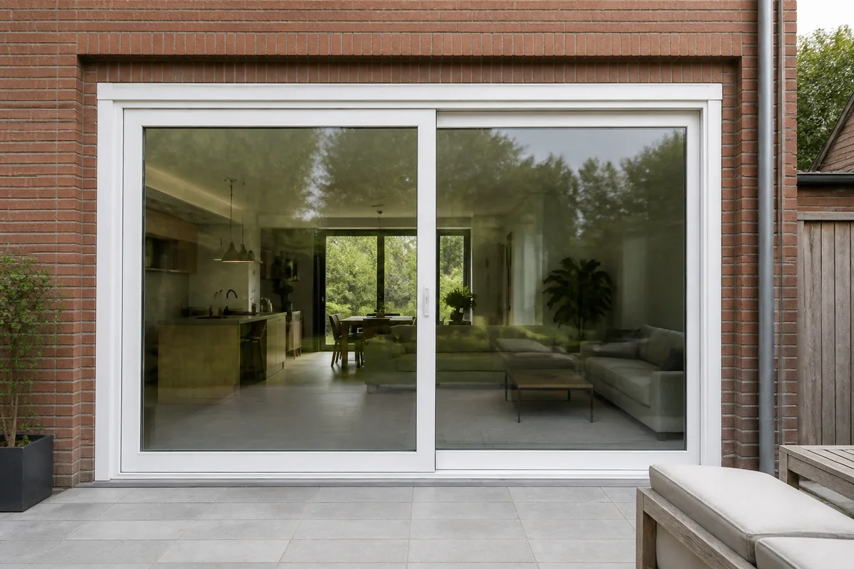 Wit PVC hefschuifraam met stevige profielkaders