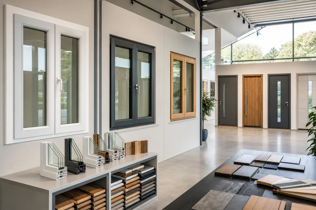 Overzicht van raam-, deur- en profielvoorbeelden in de showroom