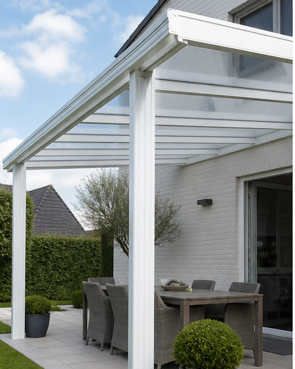 Terrasoverkapping met lichtdoorlatende dakplaten